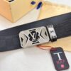 Xiaozhu Recommended Trumpet Trumpet Louis Vuitton Automatic Buckle Belt, Custom Cowhide, Grid Top-layer Imported Leather Paired with Fine-grain Calfskin, Top-quality Business Formal Belt with Soft Automatic Slide Track, 3.5cm Width
