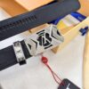 Xiaozhu Recommended Trumpet Trumpet Louis Vuitton Automatic Buckle Belt, Custom Cowhide, Grid Top-layer Imported Leather Paired with Fine-grain Calfskin, Top-quality Business Formal Belt with Soft Automatic Slide Track, 3.5cm Width