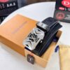 Xiaozhu Recommended Trumpet Trumpet Louis Vuitton Automatic Buckle Belt, Custom Cowhide, Grid Top-layer Imported Leather Paired with Fine-grain Calfskin, Top-quality Business Formal Belt with Soft Automatic Slide Track, 3.5cm Width