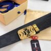 Louis Vuitton Automatic Buckle Belt, Top-Quality Genuine Leather, Imported Grain Calfskin, Smooth Slide Mechanism, 3.5cm Width