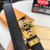 Louis Vuitton Automatic Buckle Belt, Top-Quality Genuine Leather, Imported Grain Calfskin, Smooth Slide Mechanism, 3.5cm Width