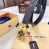 Louis Vuitton Automatic Buckle Belt, Top-Quality Genuine Leather, Imported Grain Calfskin, Smooth Slide Mechanism, 3.5cm Width