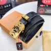 Louis Vuitton Automatic Buckle Belt, Top-Quality Genuine Leather, Imported Grain Calfskin, Smooth Slide Mechanism, 3.5cm Width