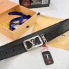 Top-Tier LV Louis Vuitton Belt - Genuine Mold L, Polished Stainless Steel Hardware, Reversible French Imported Embossed Calfskin Leather, 3.8cm Width, Original NXP RFID Tag with Anti-Counterfeit Chip (Hong Kong Duty-Free Gift Box)
