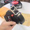 Top-Tier LV Louis Vuitton Belt - Genuine Mold L, Polished Stainless Steel Hardware, Reversible French Imported Embossed Calfskin Leather, 3.8cm Width, Original NXP RFID Tag with Anti-Counterfeit Chip (Hong Kong Duty-Free Gift Box)