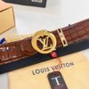 LV Men's Belt, Genuine Crocodile Grain Cowhide Leather, 4.0cm Width, Imported High-Quality Craftsmanship, Official Website Model, Top-Tier Quality with NXP Anti-Counterfeit Chip