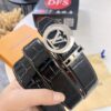 LV Men's Belt, Latest ZP Mold Design, Imported Crocodile Grain Cowhide Leather, 4.0cm Width, Heavy-Duty Steel Buckle with NXP Anti-Counterfeit Chip