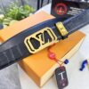 Louis Vuitton Automatic Buckle Belt, Premium Calfskin with Crocodile Texture, 3.5cm Width, Top-Quality Business Formal Accessory