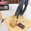 Louis Vuitton Automatic Buckle Belt, Premium Calfskin with Crocodile Texture, 3.5cm Width, Top-Quality Business Formal Accessory