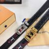 Louis Vuitton Automatic Buckle Belt, Top-Quality Genuine Leather with Crocodile Texture, 3.5cm Width, Premium Business Formal Accessory