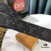 LV Men's Belt, New Monogram Design, Imported Fabric, Full-Grain Cowhide, Reversible, 3.8cm Width, Water Ripple Letter Hardware