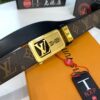 Luxury Louis Vuitton Automatic Buckle Belt – Genuine Cowhide with PVC Monogram Pattern, 3.5cm Width, Top-Quality Craftsmanship