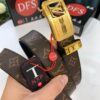 Luxury Louis Vuitton Automatic Buckle Belt – Genuine Cowhide with PVC Monogram Pattern, 3.5cm Width, Top-Quality Craftsmanship