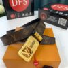 Luxury Louis Vuitton Automatic Buckle Belt – Genuine Cowhide with PVC Monogram Pattern, 3.5cm Width, Top-Quality Craftsmanship