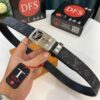 Louis Vuitton Automatic Buckle Belt, Premium Cowhide with PVC Monogram Pattern, 3.5cm Width, Top-Quality Craftsmanship