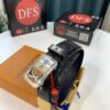 Louis Vuitton Automatic Buckle Belt, Premium Cowhide with PVC Monogram Pattern, 3.5cm Width, Top-Quality Craftsmanship