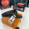 Louis Vuitton Automatic Buckle Belt, Premium Cowhide with PVC Monogram Pattern, 3.5cm Width, Top-Quality Craftsmanship