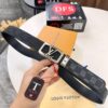 Louis Vuitton Automatic Buckle Belt, Top-Quality Genuine Leather, Imported Grain Calfskin with Fine-Textured Cowhide, 3.5cm Width, Smooth Slide Mechanism, LV Stainless Steel Hardware