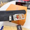 Louis Vuitton Automatic Buckle Belt, Top-Quality Genuine Leather, Imported Grain Calfskin with Fine-Textured Cowhide, 3.5cm Width, Smooth Slide Mechanism, LV Stainless Steel Hardware