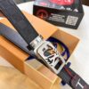 Louis Vuitton Automatic Buckle Belt, Top-Quality Genuine Leather, Imported Grain Calfskin with Fine-Textured Cowhide, 3.5cm Width, Smooth Slide Mechanism, LV Stainless Steel Hardware