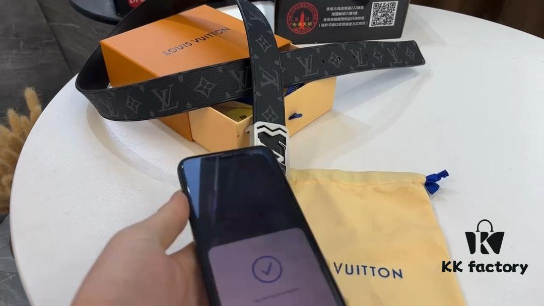 New LV Monogram Leather Belt, Genuine Cowhide with Stainless Steel Hardware, Fashionable Casual Style