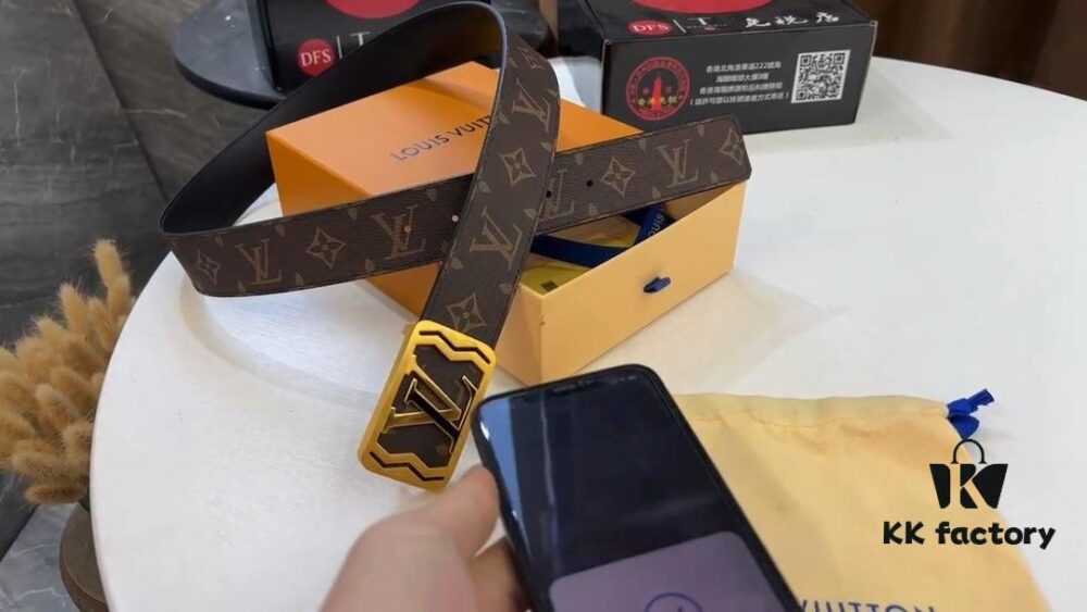 New LV Monogram Leather Belt, Genuine Cowhide with Stainless Steel Hardware, Fashion Casual Style