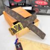 LV Men's Belt, Latest ZP Mold Design, Genuine Leather, 4.0cm Width, Steel Hardware