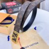 LV Men's Belt, Latest ZP Mold Design, Genuine Leather, 4.0cm Width, Steel Hardware