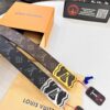 LV Men's Belt, Latest ZP Mold Design, Genuine Leather, 4.0cm Width, Steel Hardware