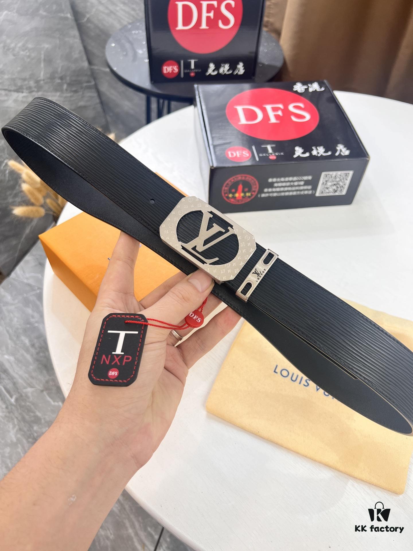 Top-Tier Louis Vuitton LV Belt – Genuine French Calfskin with NXP RFID Chip, 3.8cm Width, Premium Duty-Free Gift Box