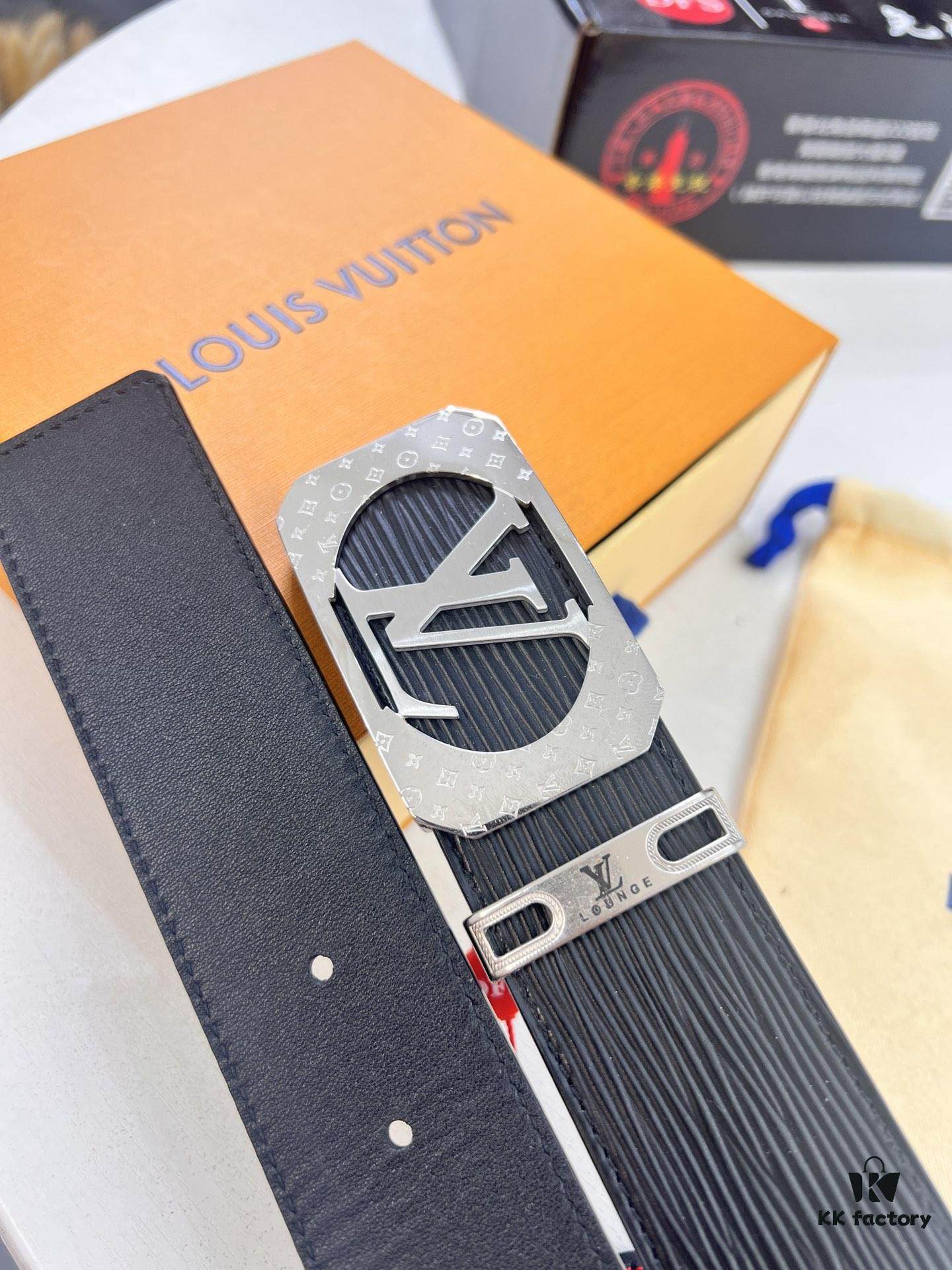 Top-Tier Louis Vuitton LV Belt – Genuine French Calfskin with NXP RFID Chip, 3.8cm Width, Premium Duty-Free Gift Box