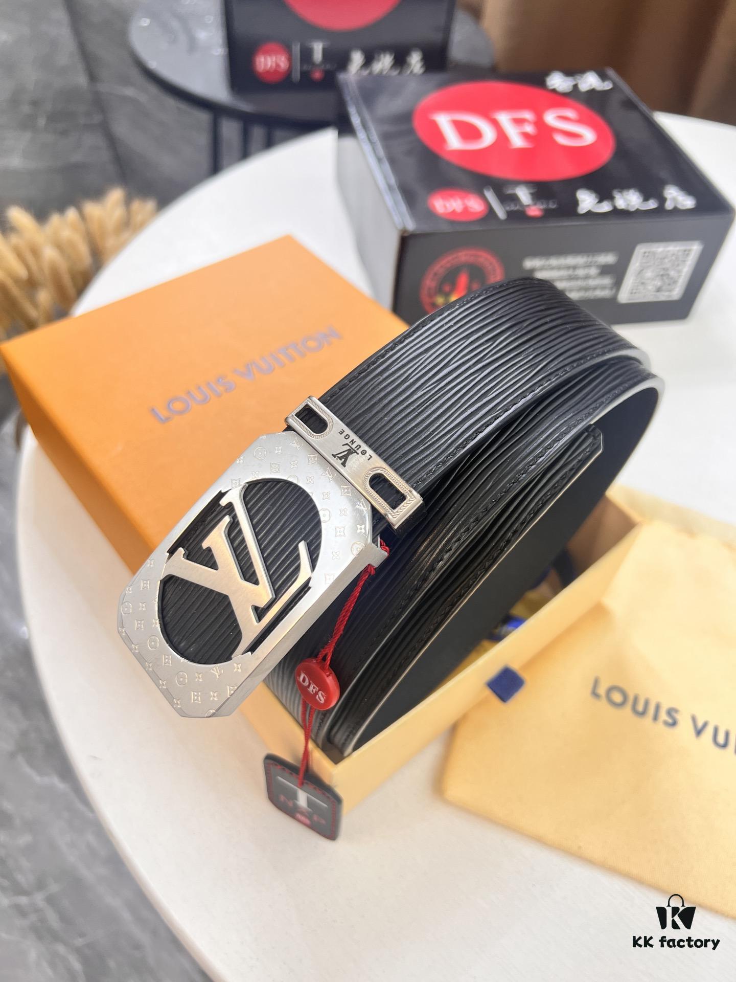 Top-Tier Louis Vuitton LV Belt – Genuine French Calfskin with NXP RFID Chip, 3.8cm Width, Premium Duty-Free Gift Box