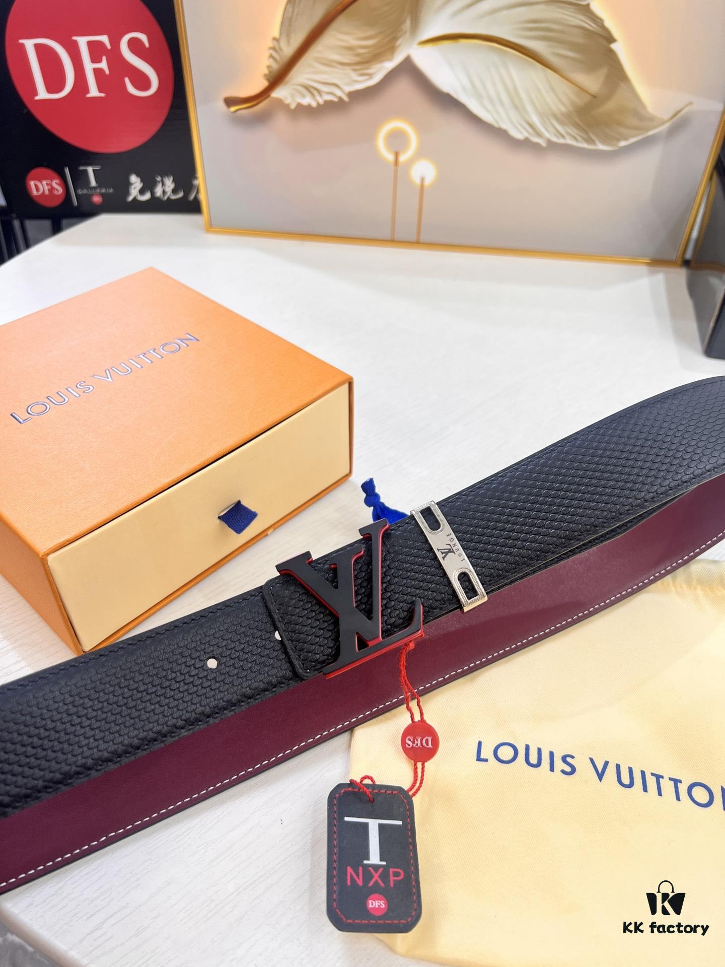Top-Tier Louis Vuitton LV Belt, Original Factory Hong Kong Duty-Free T Gift Box, Genuine Full-Grain French Calfskin, 3.8cm Width, NXP RFID Chip Compatible with Official Website Verification