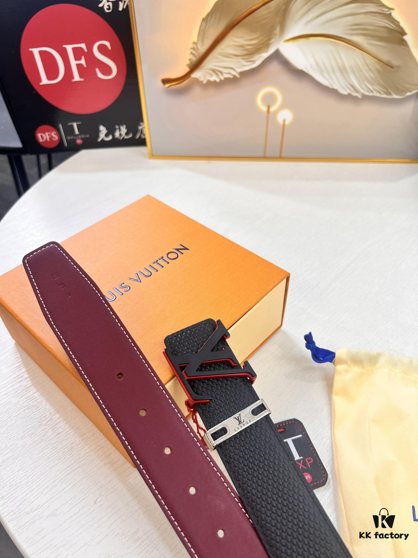 Top-Tier Louis Vuitton LV Belt, Original Factory Hong Kong Duty-Free T Gift Box, Genuine Full-Grain French Calfskin, 3.8cm Width, NXP RFID Chip Compatible with Official Website Verification