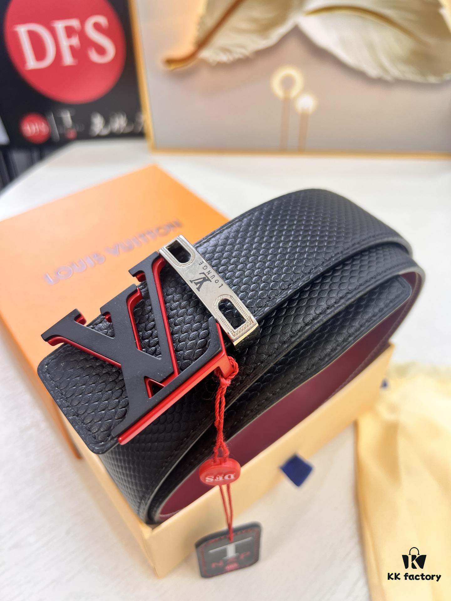Top-Tier Louis Vuitton LV Belt, Original Factory Hong Kong Duty-Free T Gift Box, Genuine Full-Grain French Calfskin, 3.8cm Width, NXP RFID Chip Compatible with Official Website Verification