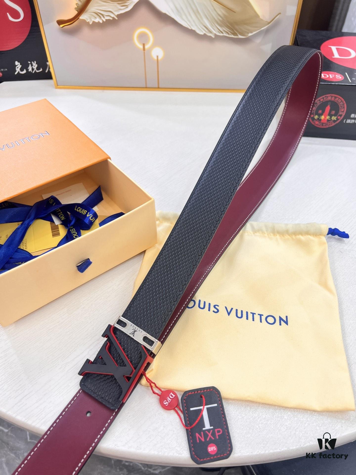 Top-Tier Louis Vuitton LV Belt, Original Factory Hong Kong Duty-Free T Gift Box, Genuine Full-Grain French Calfskin, 3.8cm Width, NXP RFID Chip Compatible with Official Website Verification