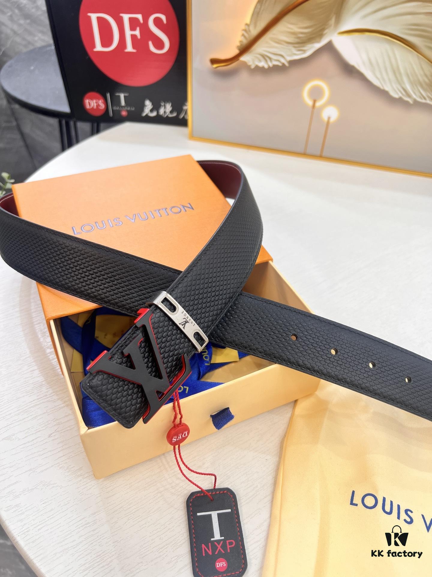 Top-Tier Louis Vuitton LV Belt, Original Factory Hong Kong Duty-Free T Gift Box, Genuine Full-Grain French Calfskin, 3.8cm Width, NXP RFID Chip Compatible with Official Website Verification