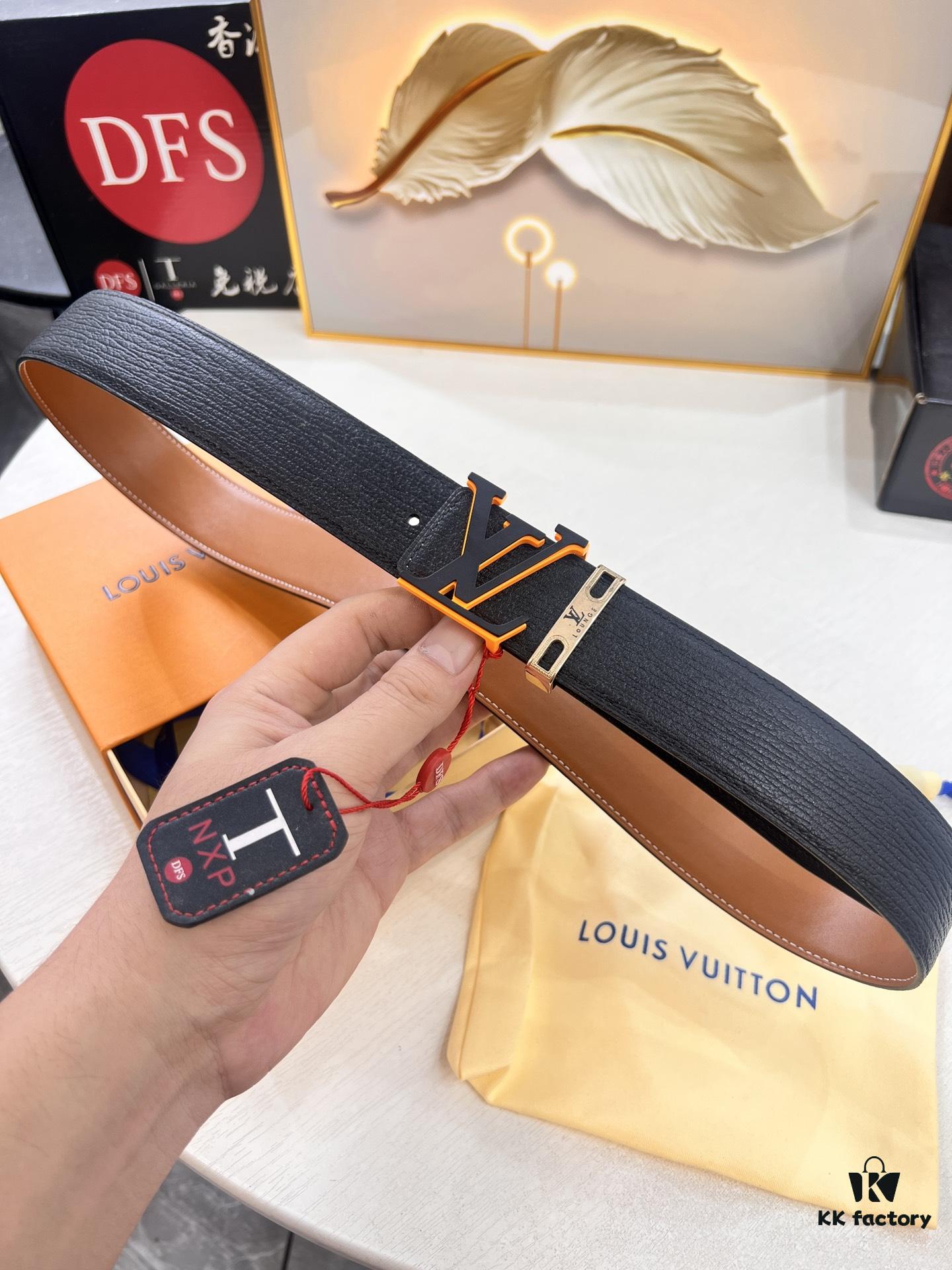 Top-Tier Louis Vuitton LV Belt, Genuine First-Layer French Calfskin, 3.8cm Width, Original Factory Premium Duty-Free Hong Kong Gift Box, NXP RFID Tag (Verifiable on Official Website), Stainless Steel Hardware