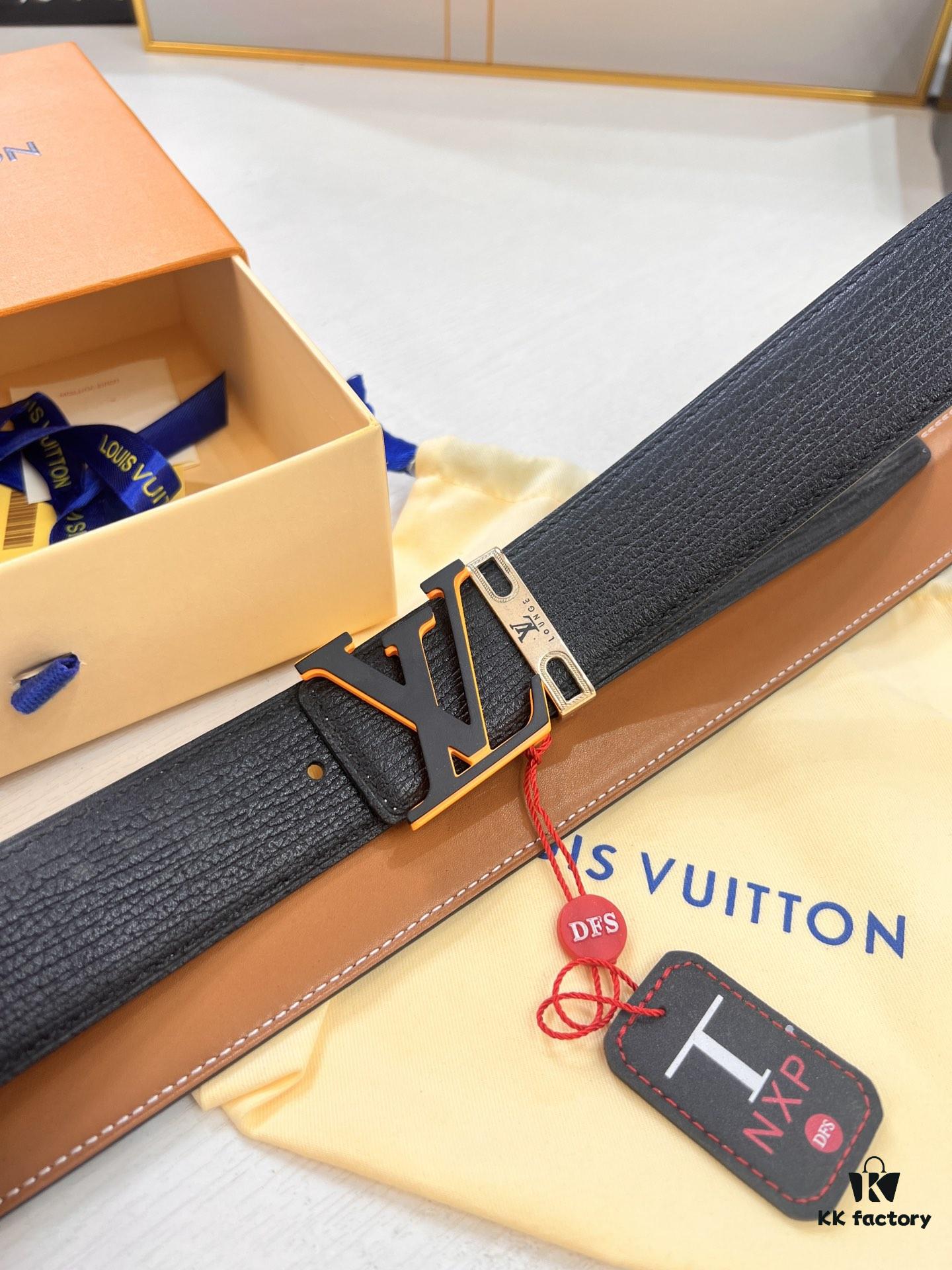 Top-Tier Louis Vuitton LV Belt, Genuine First-Layer French Calfskin, 3.8cm Width, Original Factory Premium Duty-Free Hong Kong Gift Box, NXP RFID Tag (Verifiable on Official Website), Stainless Steel Hardware