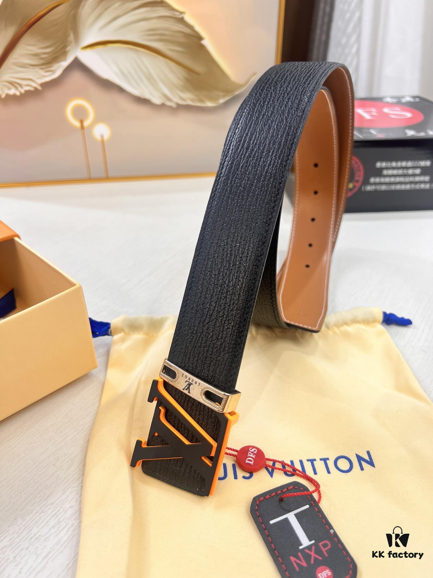 Top-Tier Louis Vuitton LV Belt, Genuine First-Layer French Calfskin, 3.8cm Width, Original Factory Premium Duty-Free Hong Kong Gift Box, NXP RFID Tag (Verifiable on Official Website), Stainless Steel Hardware