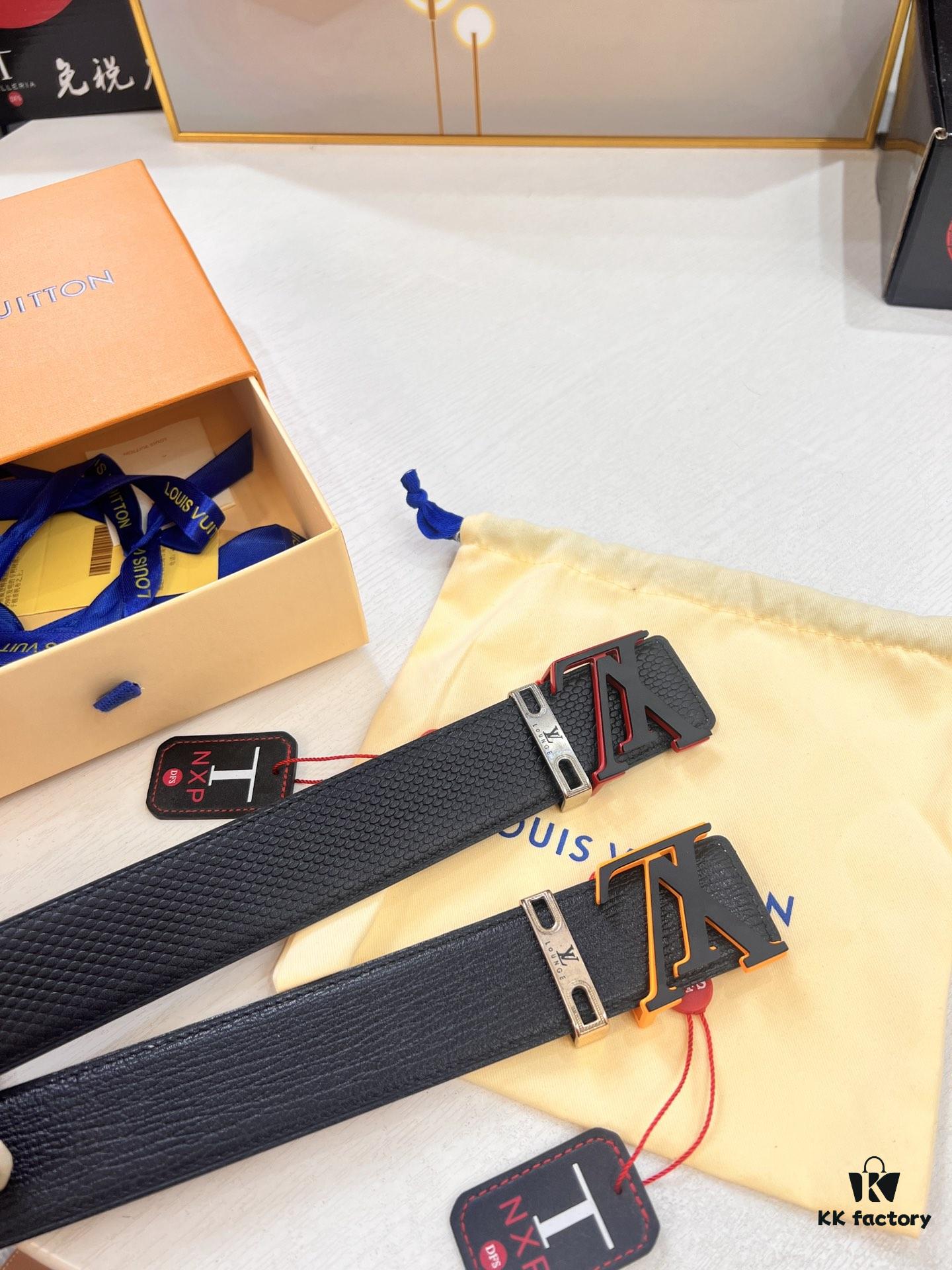 Top-Tier Louis Vuitton LV Belt, Genuine First-Layer French Calfskin, 3.8cm Width, Original Factory Premium Duty-Free Hong Kong Gift Box, NXP RFID Tag (Verifiable on Official Website), Stainless Steel Hardware