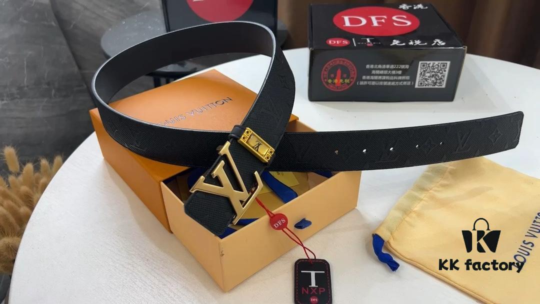 LV New Arrival Embossed Leather Belt, Fashionable Casual Reversible Style