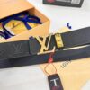 Top-Tier Louis Vuitton LV Pattern Belt, Genuine Full-Grain Calfskin with NXP Smart Chip, 3.8cm Width, Hong Kong Duty-Free Gift Box
