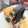 Top-Tier Louis Vuitton LV Pattern Belt, Genuine Full-Grain Calfskin with NXP Smart Chip, 3.8cm Width, Hong Kong Duty-Free Gift Box