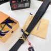 Top-Tier Louis Vuitton LV Pattern Belt, Genuine Full-Grain Calfskin with NXP Smart Chip, 3.8cm Width, Hong Kong Duty-Free Gift Box