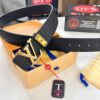 Top-Tier Louis Vuitton LV Pattern Belt, Genuine Full-Grain Calfskin with NXP Smart Chip, 3.8cm Width, Hong Kong Duty-Free Gift Box