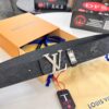 LV-Style Top-Tier Leather Belt, Hong Kong Duty-Free Original Gift Box, Full-Grain Calfskin with NXP RFID Chip, 3.8cm Width