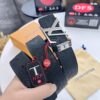 LV-Style Top-Tier Leather Belt, Hong Kong Duty-Free Original Gift Box, Full-Grain Calfskin with NXP RFID Chip, 3.8cm Width