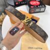 LV Men's Belt, New Arrival, Premium Cowhide Leather, Matte Finish, Corrosion-Resistant Letter Hardware, 3.8cm Width