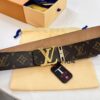 LV Men's Belt, New Arrival, Premium Cowhide Leather, Matte Finish, Corrosion-Resistant Letter Hardware, 3.8cm Width